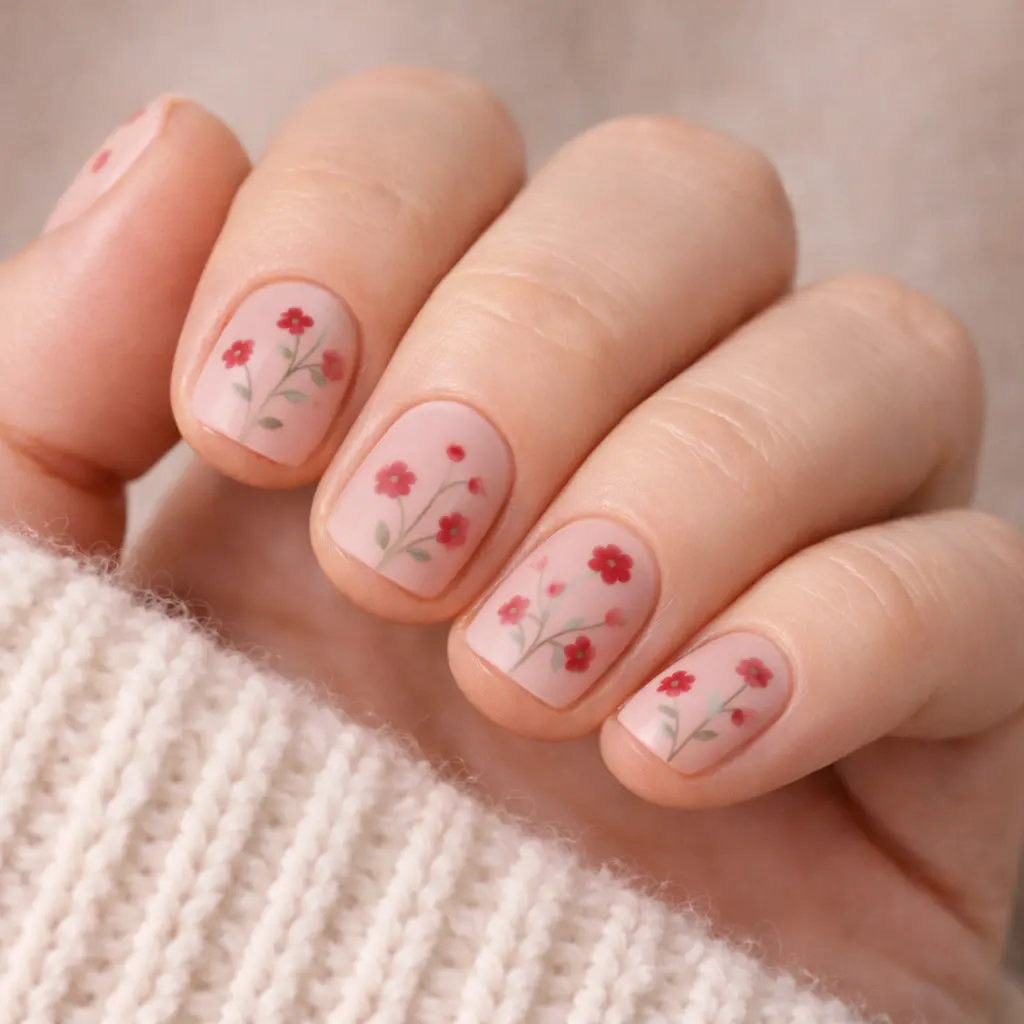 floral valentines nails for short nails