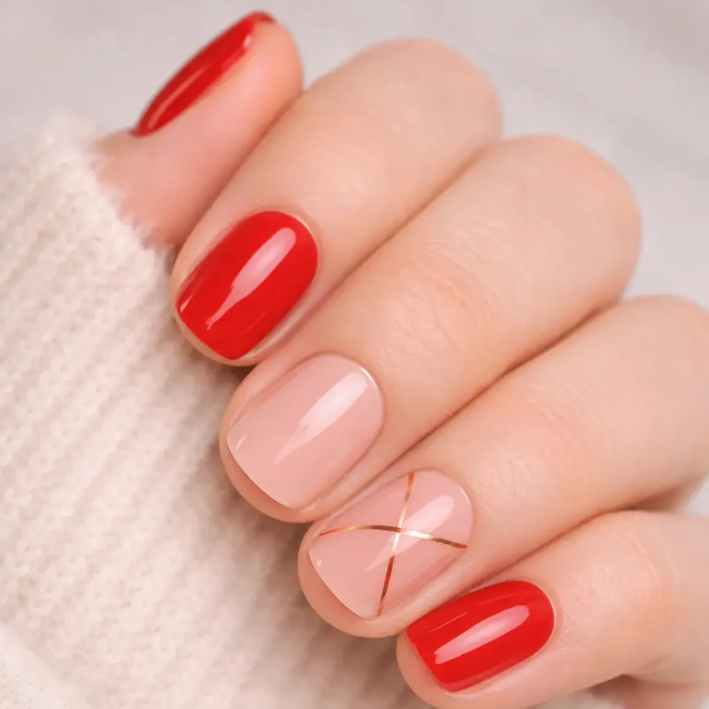 modern red valentines nails for short nails