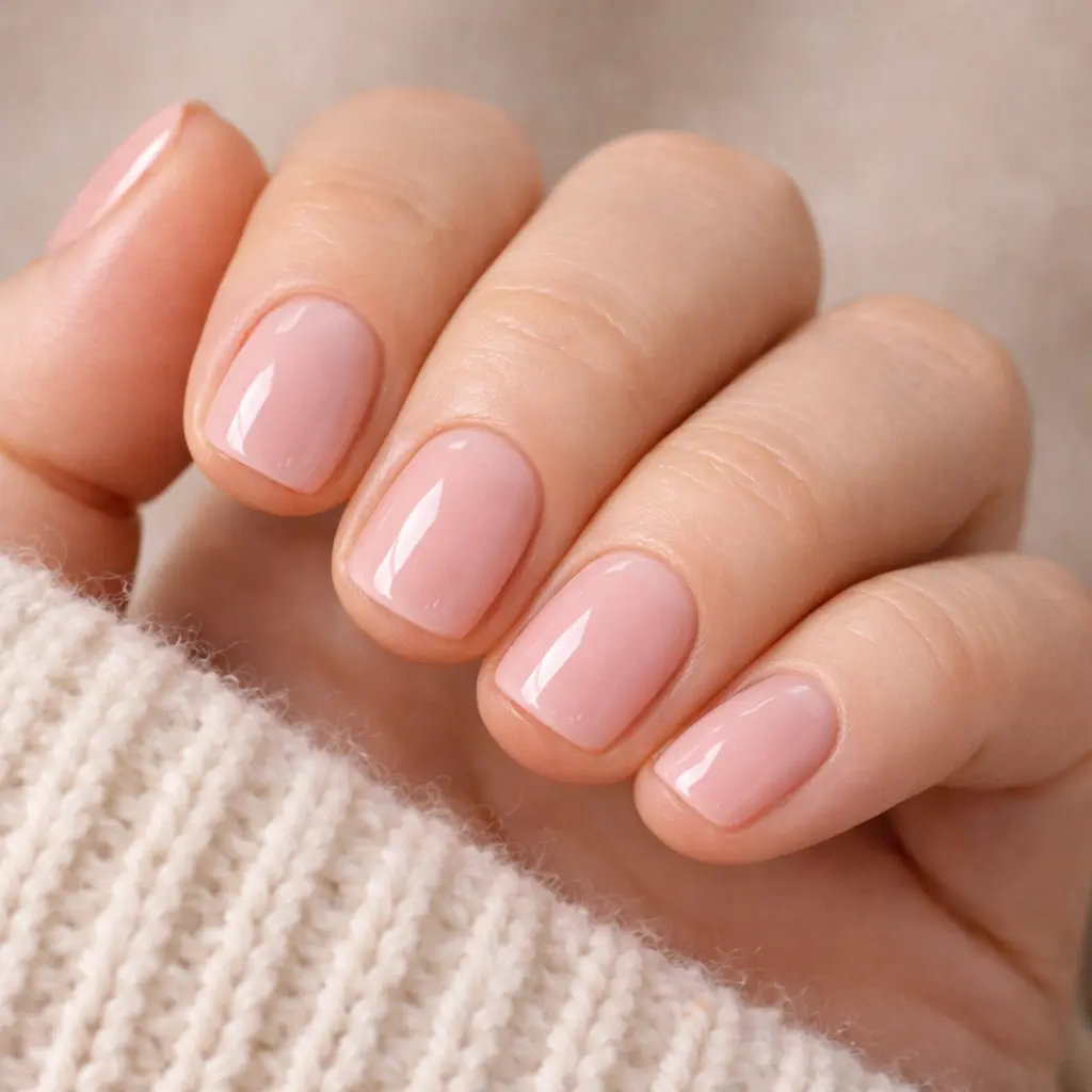 soft pink valentines nails short and simple