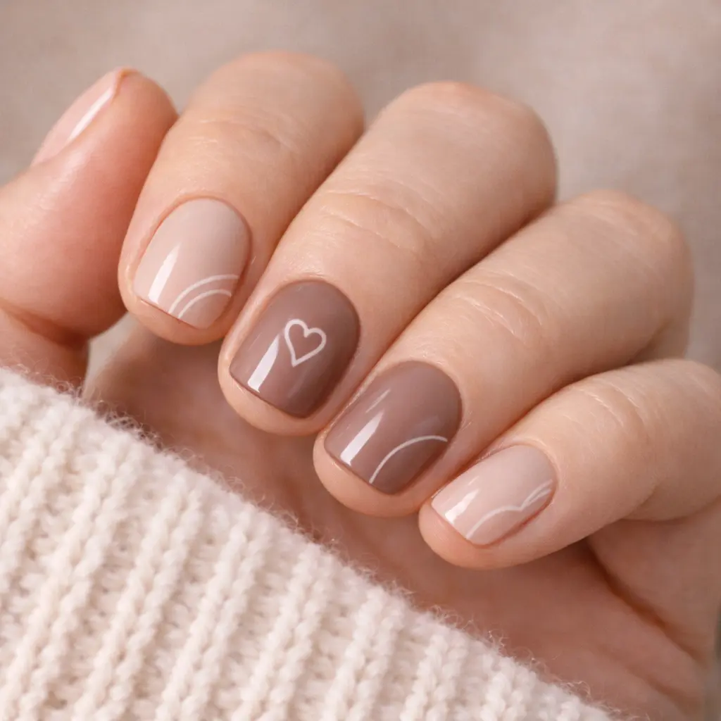 neutral valentines nails for short nails