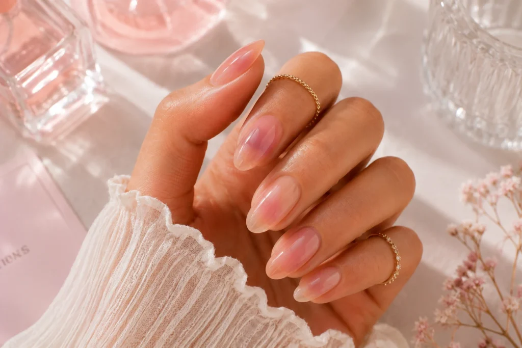 Transparent jelly nails trending in summer 2026