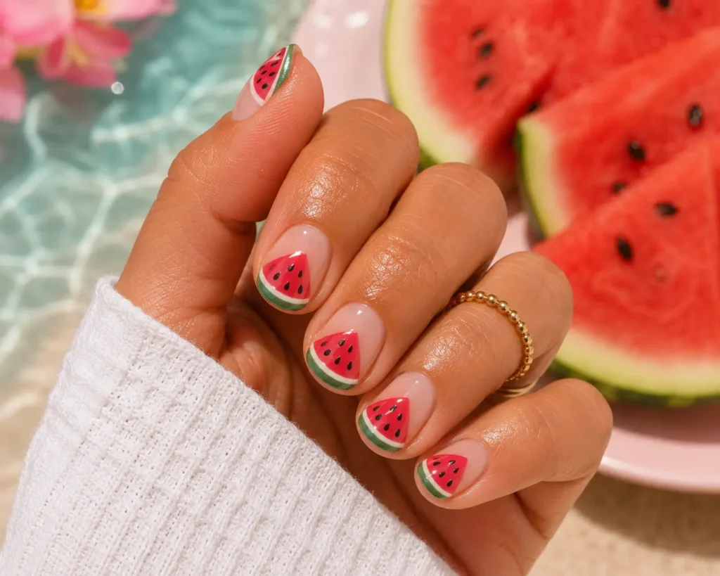 Watermelon nail design for summer