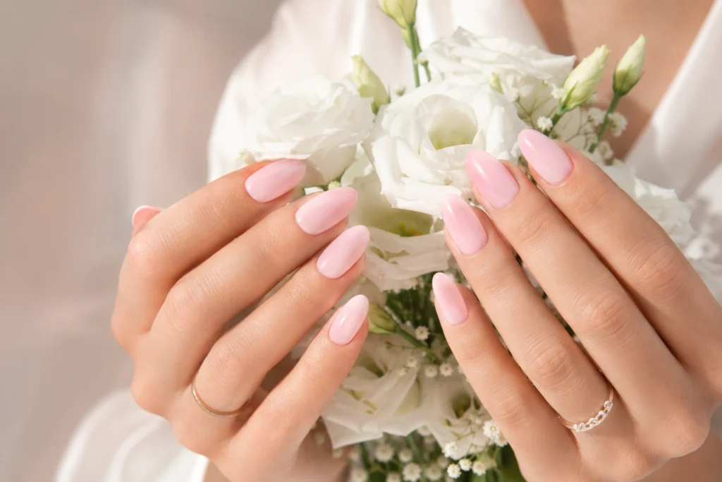 Baby pink pastel nails for summer 2026.