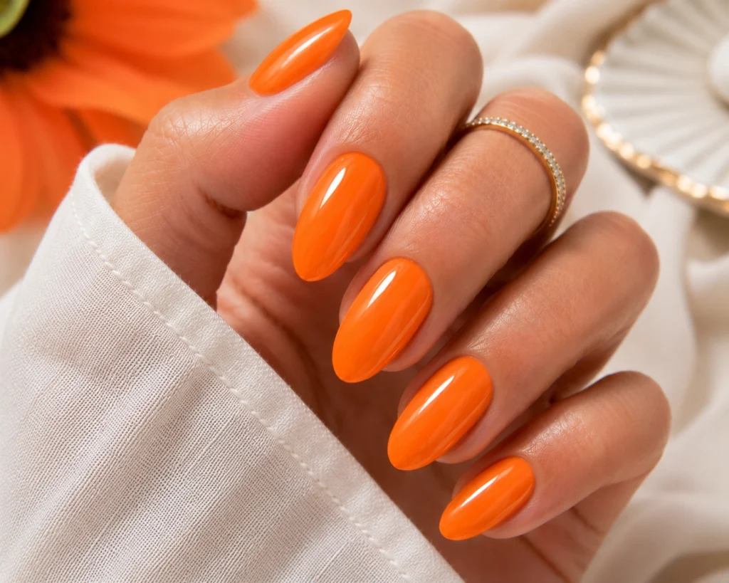 Bright orange sorbet nails for summer