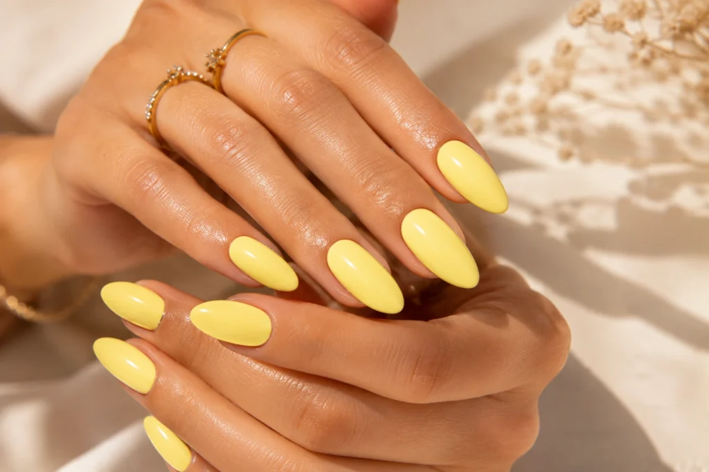 Butter yellow nails trend for summer 2026