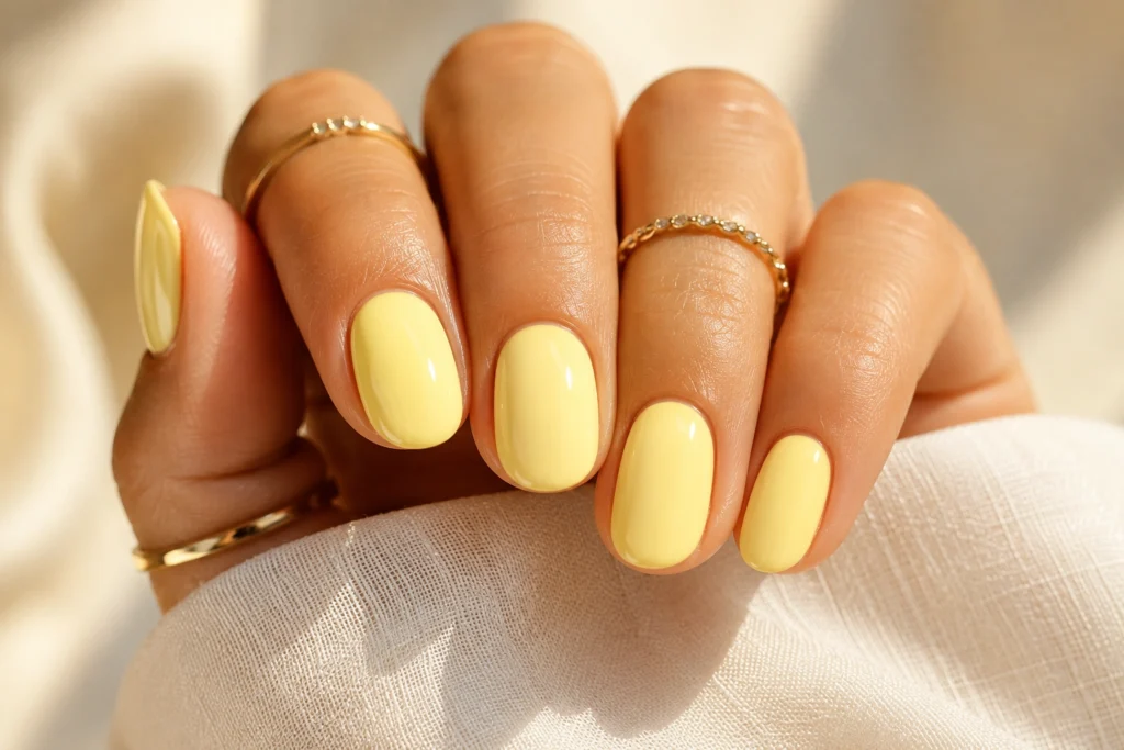 Classy butter yellow summer nails for 2026
