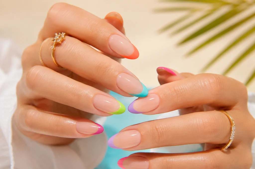 Colorful French tip nail ideas for Summer 2026