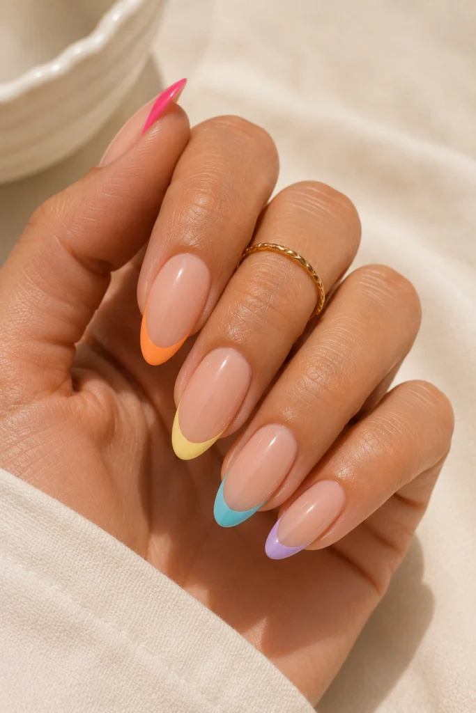 Colorful French tip nail ideas for summer 2026