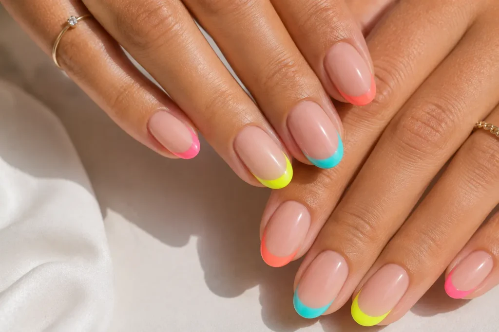 Colorful French tip summer nails 2026.