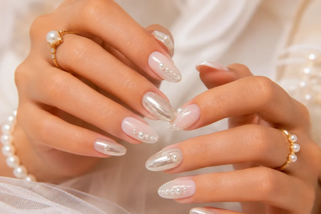Elegant 3D pearl nail designs for summer 2026