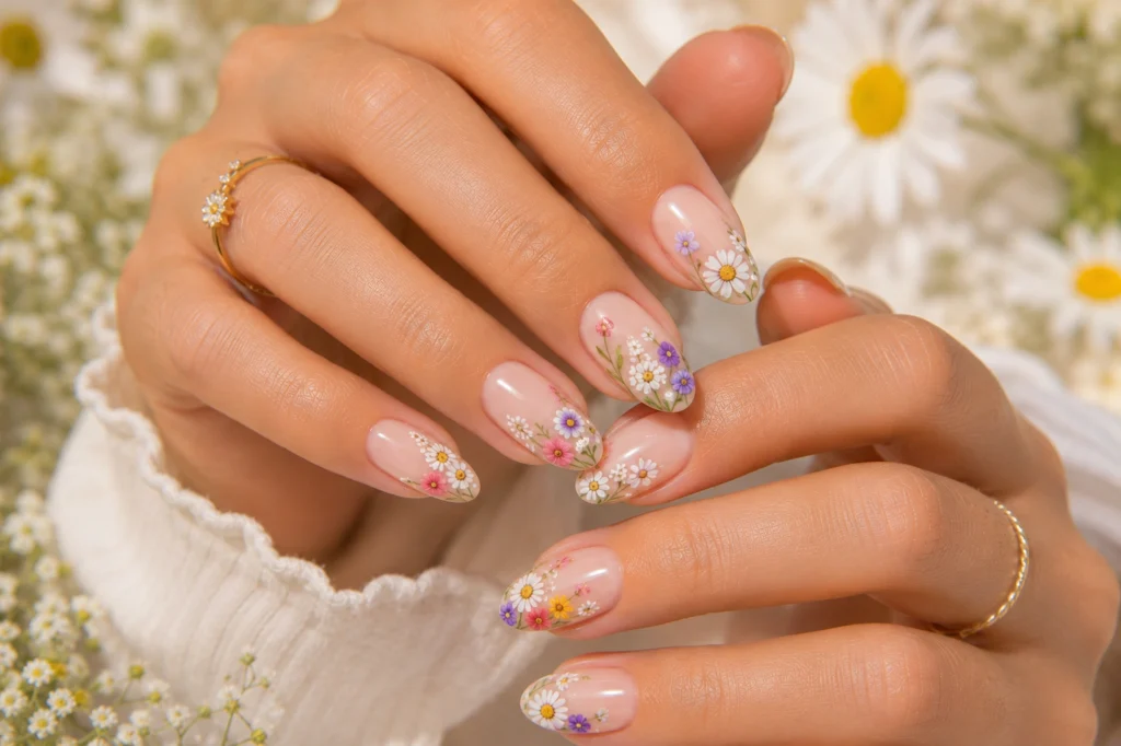 Floral daisy nail art trend for summer 2026
