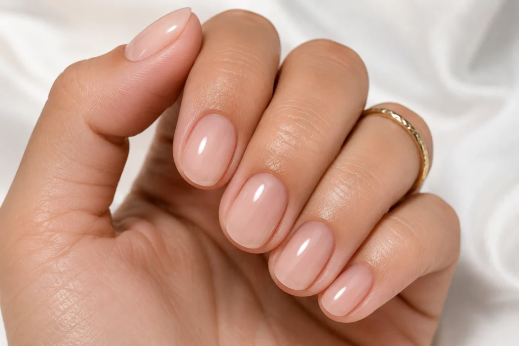 Glossy soap nails for a clean and classy summer manicure