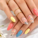 Gorgeous Summer Nails 2026 featuring trendy chrome French tips, floral nail art and glossy summer manicure.