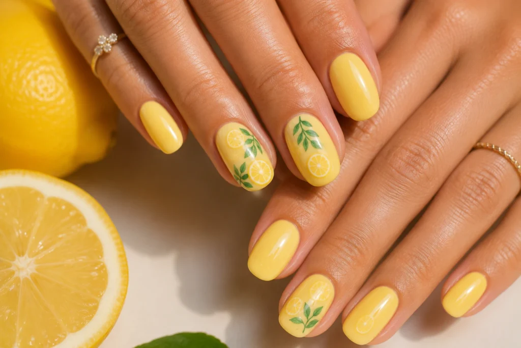 Lemon nail art for bright summer manicure ideas