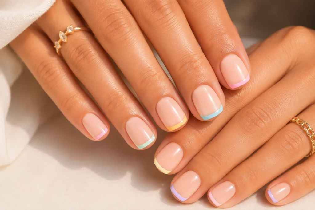 Milky white glazed short nails trending in Summer 2026