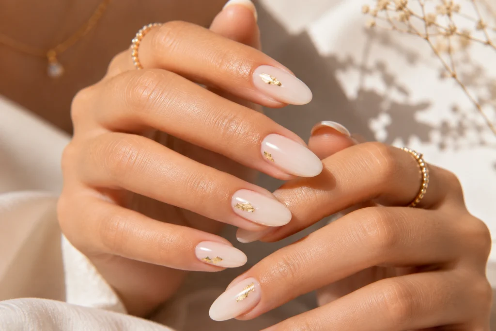 Milky white minimalist nails for summer 2026