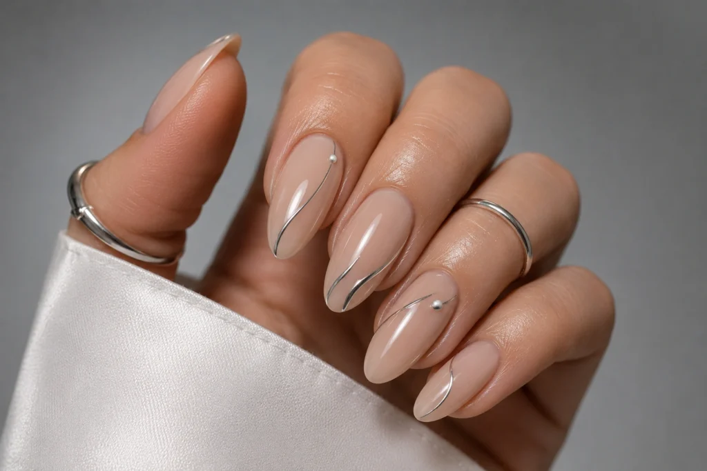 Minimalist chrome accent nails for a classy summer manicure