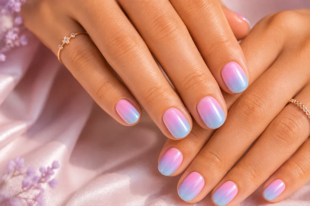 Pastel ombre short nails for Summer 2026