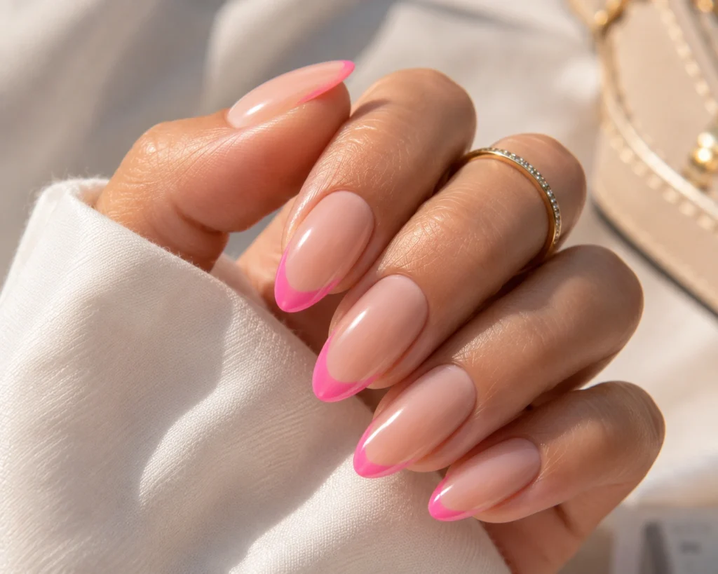 Pink French tip manicure for summer 2026