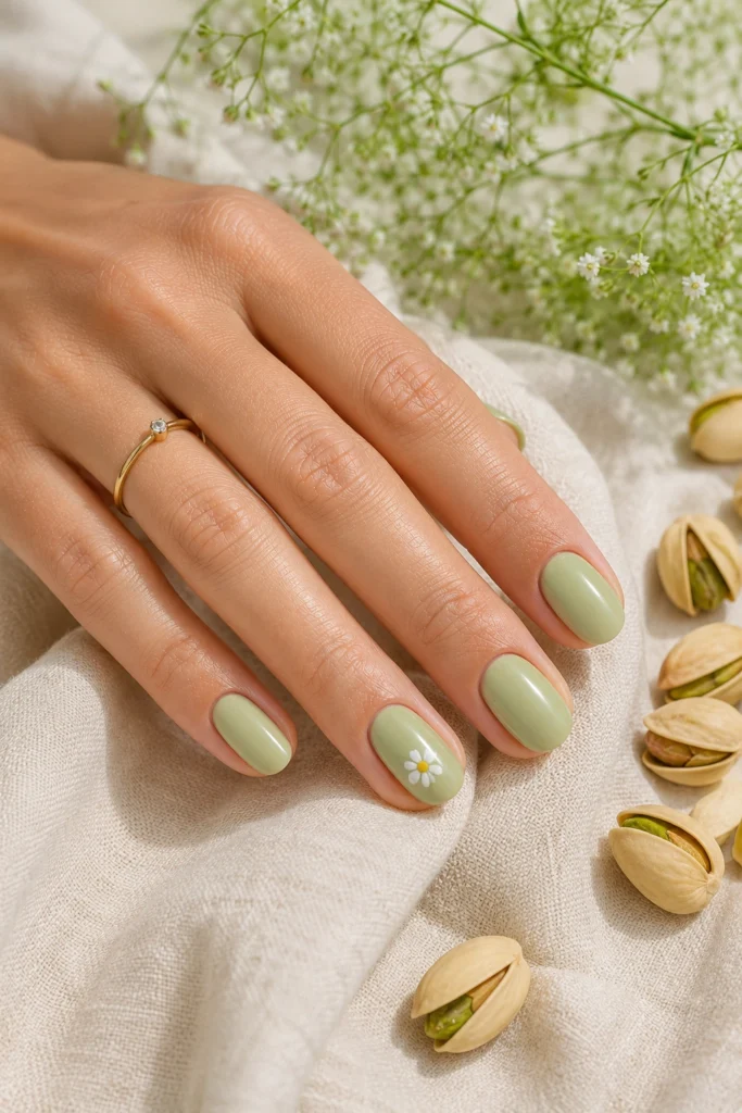 Pistachio green pastel nails for a fresh summer look