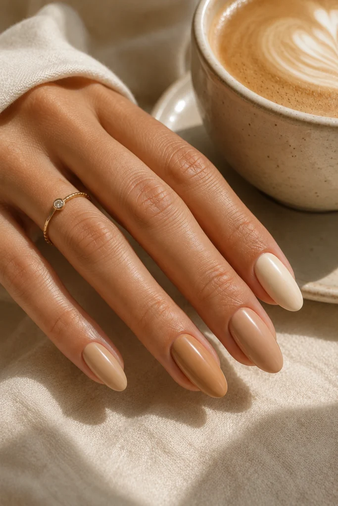 Soft nude and latte nail colors for classy summer nails